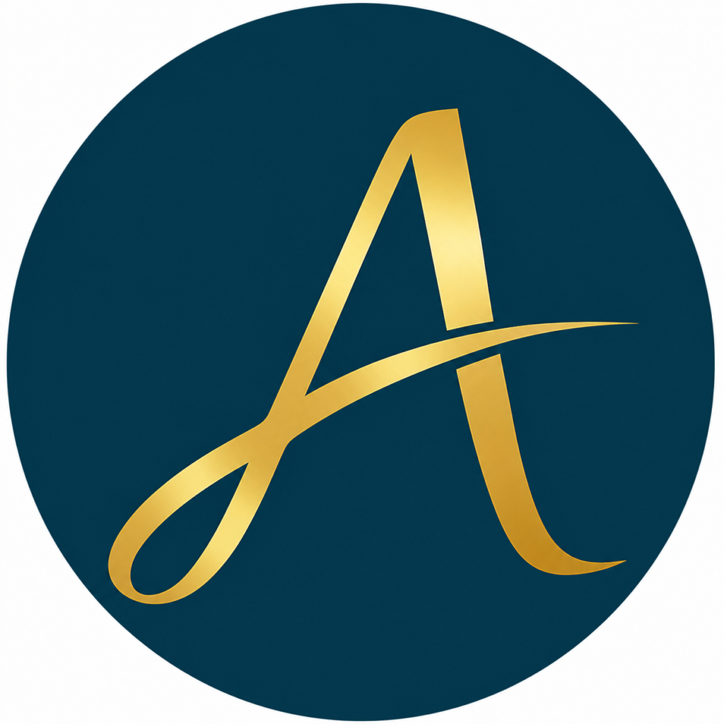 official monogram a blue background